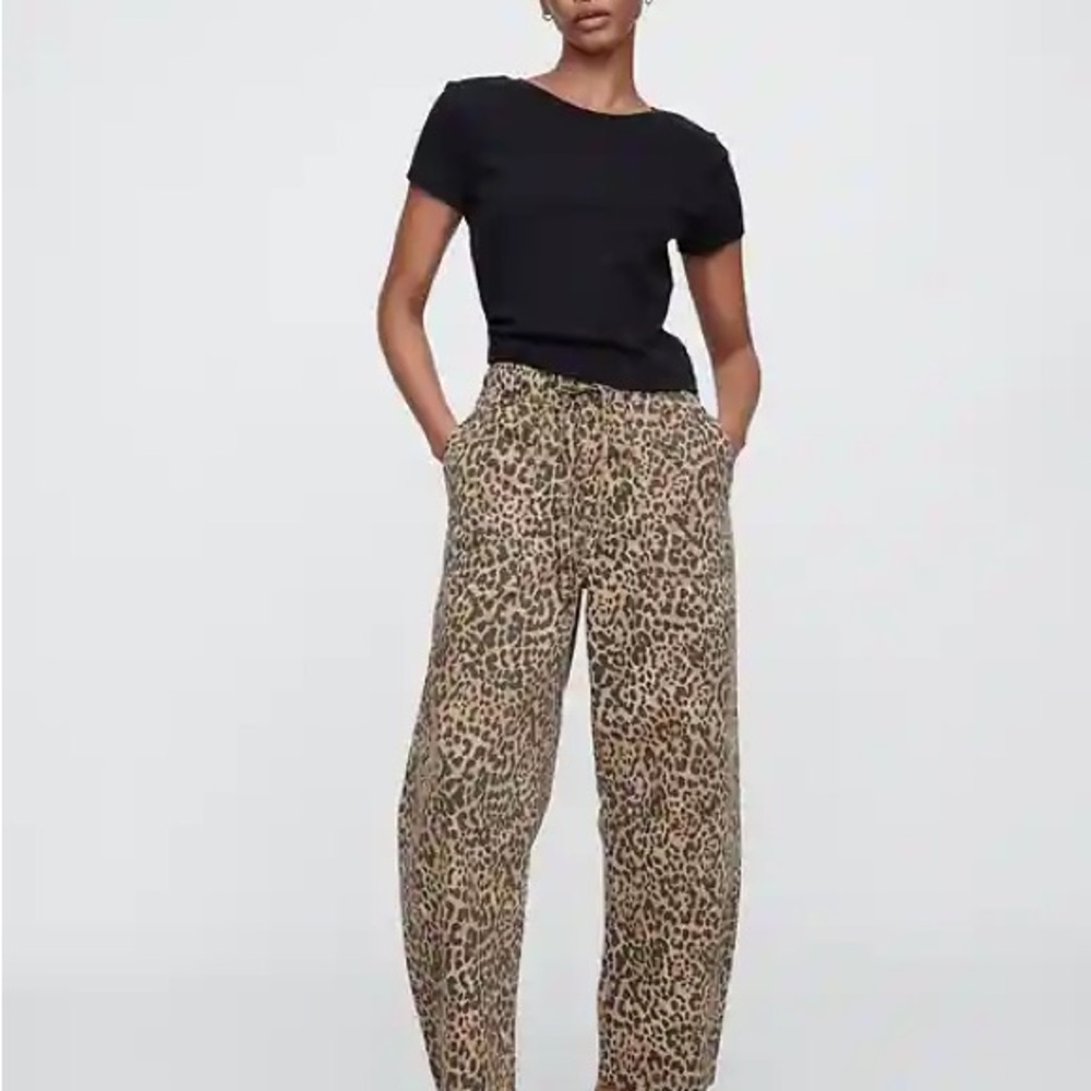 GAP Leopard Print Barrel Leg Pants